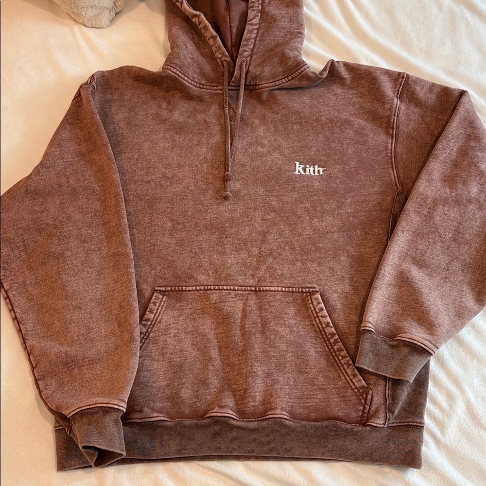 Kith Brown Washed Hoodie with White Logo